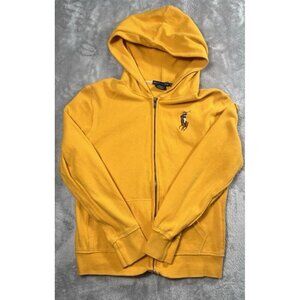 Polo Ralph Lauren Women’s Big Pony Hoodie M/M Full Zip Sweatshirt Mustard Yellow